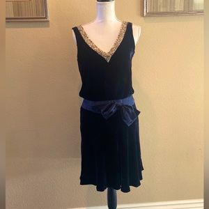 Vintage roaring 20’s inspired blue velvet dress